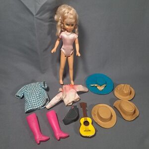 VTG 1990 Kid Kore Fashion Doll Western Cowgirl Accessories Guitar Hats Boots 90s